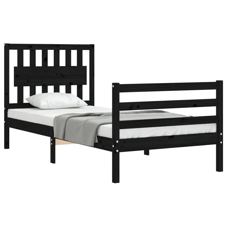 Bed Frame without Mattress Black 90x190 cm Solid Wood