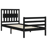 Bed Frame without Mattress Black 90x190 cm Solid Wood - 45-Degree Angle