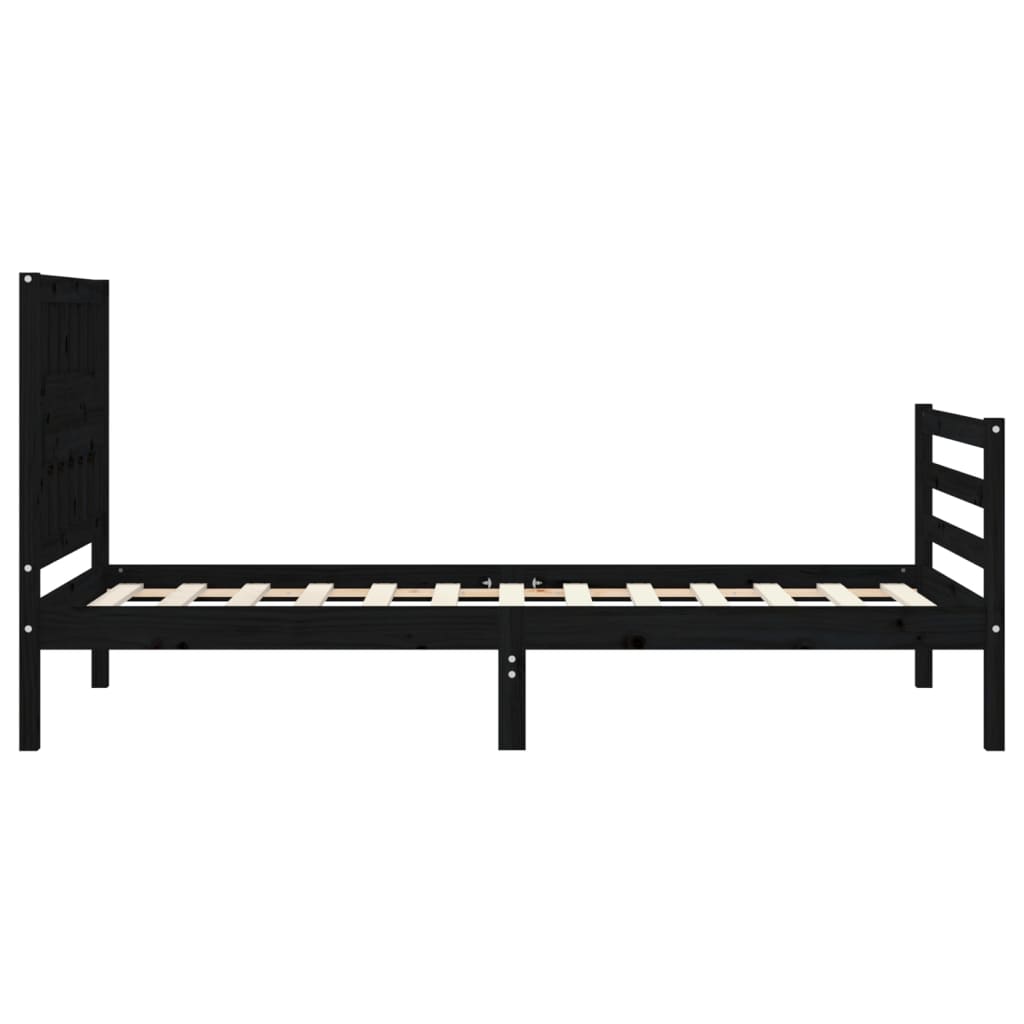 Bed Frame without Mattress Black 90x190 cm Solid Wood