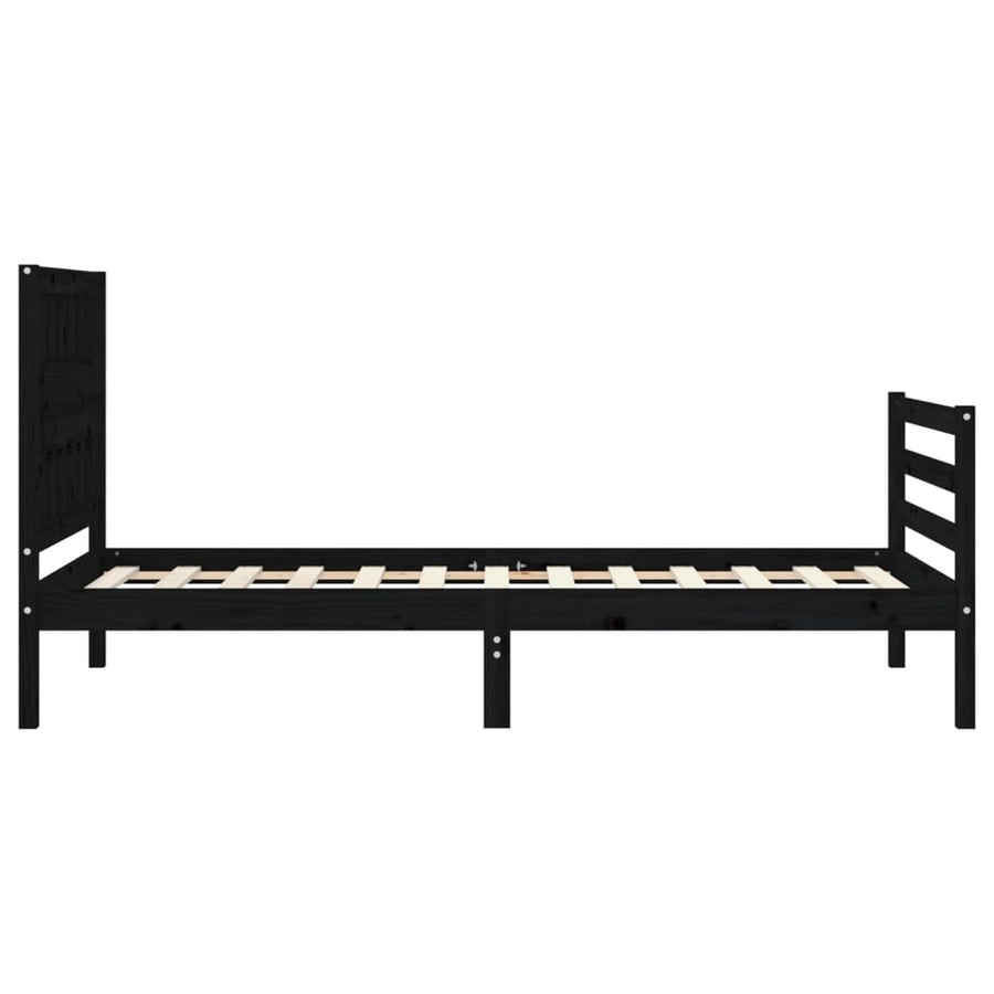 Bed Frame without Mattress Black 90x190 cm Solid Wood