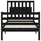 Bed Frame without Mattress Black 90x190 cm Solid Wood - Close-Up Angle