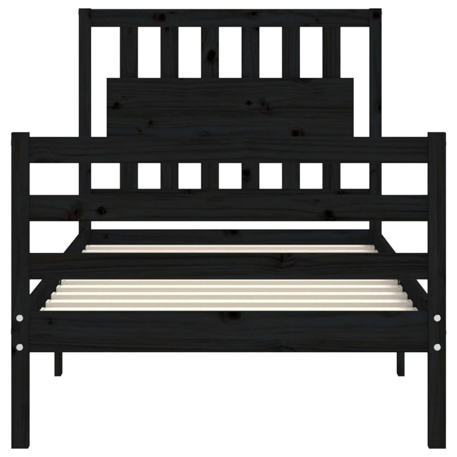 Bed Frame without Mattress Black 90x190 cm Solid Wood