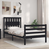 Bed Frame without Mattress Black 90x190 cm Solid Wood