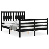 Bed Frame without Mattress Black 135x190 cm Solid Wood - Front View