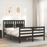 Bed Frame without Mattress Black 135x190 cm Solid Wood - Side View