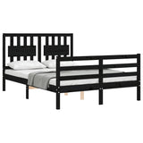 Bed Frame without Mattress Black 135x190 cm Solid Wood