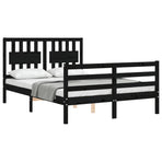 Bed Frame without Mattress Black 135x190 cm Solid Wood