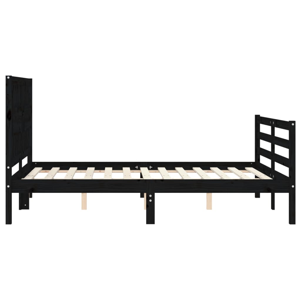 Bed Frame without Mattress Black 135x190 cm Solid Wood