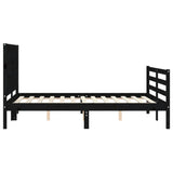 Bed Frame without Mattress Black 135x190 cm Solid Wood