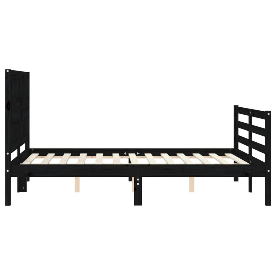 Bed Frame without Mattress Black 135x190 cm Solid Wood