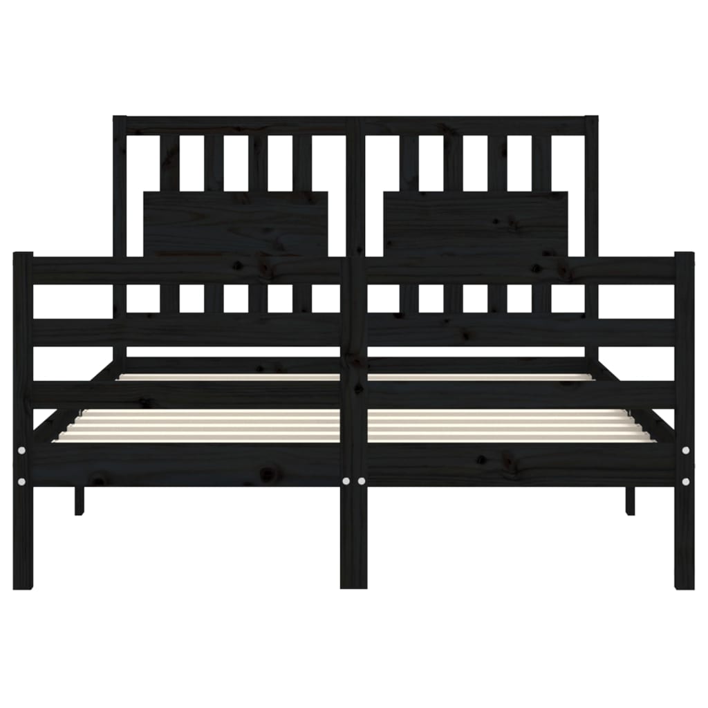 Bed Frame without Mattress Black 135x190 cm Solid Wood