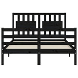 Bed Frame without Mattress Black 135x190 cm Solid Wood