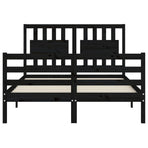 Bed Frame without Mattress Black 135x190 cm Solid Wood