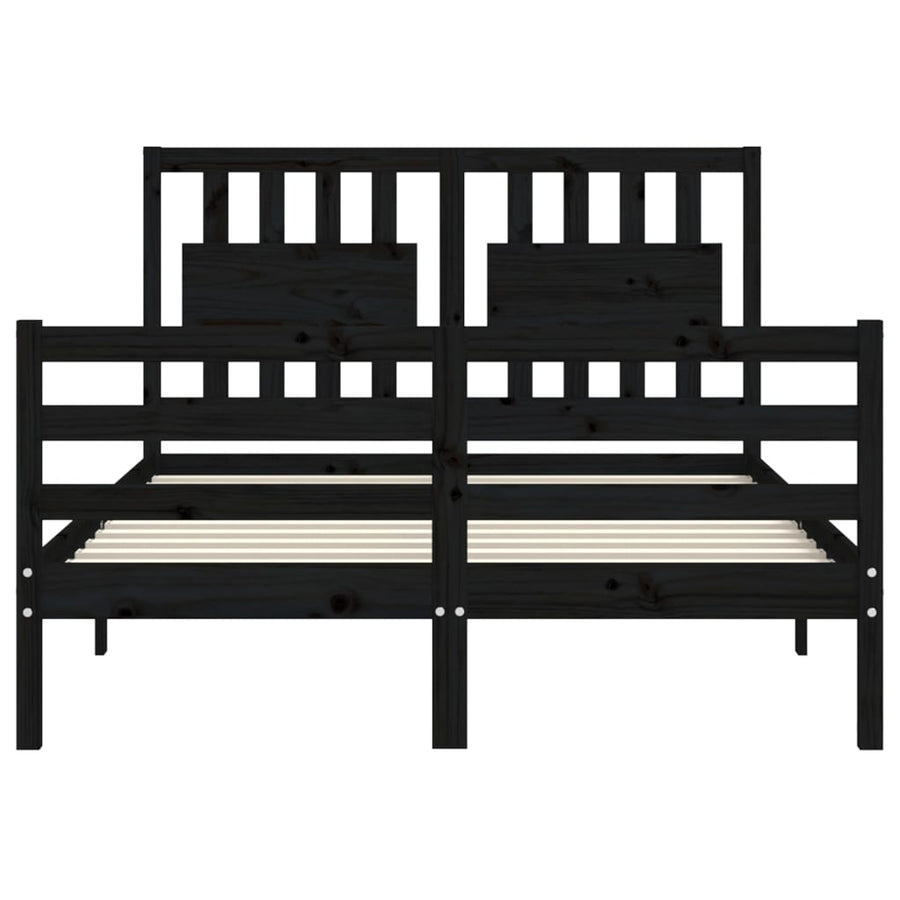 Bed Frame without Mattress Black 135x190 cm Solid Wood