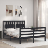 Bed Frame without Mattress Black 135x190 cm Solid Wood