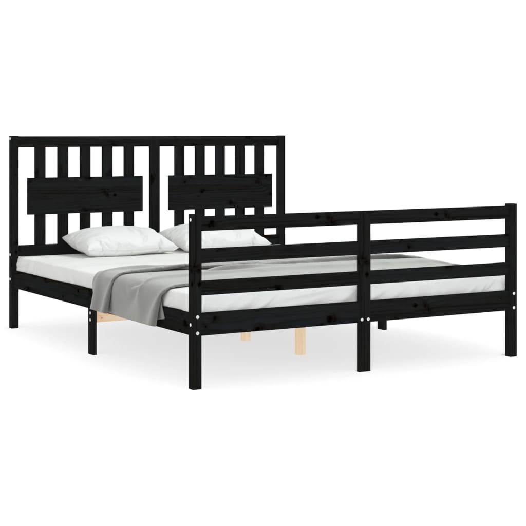 Bed Frame without Mattress Black 150x200 cm Solid Wood