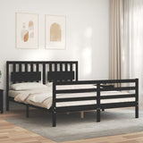 Bed Frame without Mattress Black 150x200 cm Solid Wood