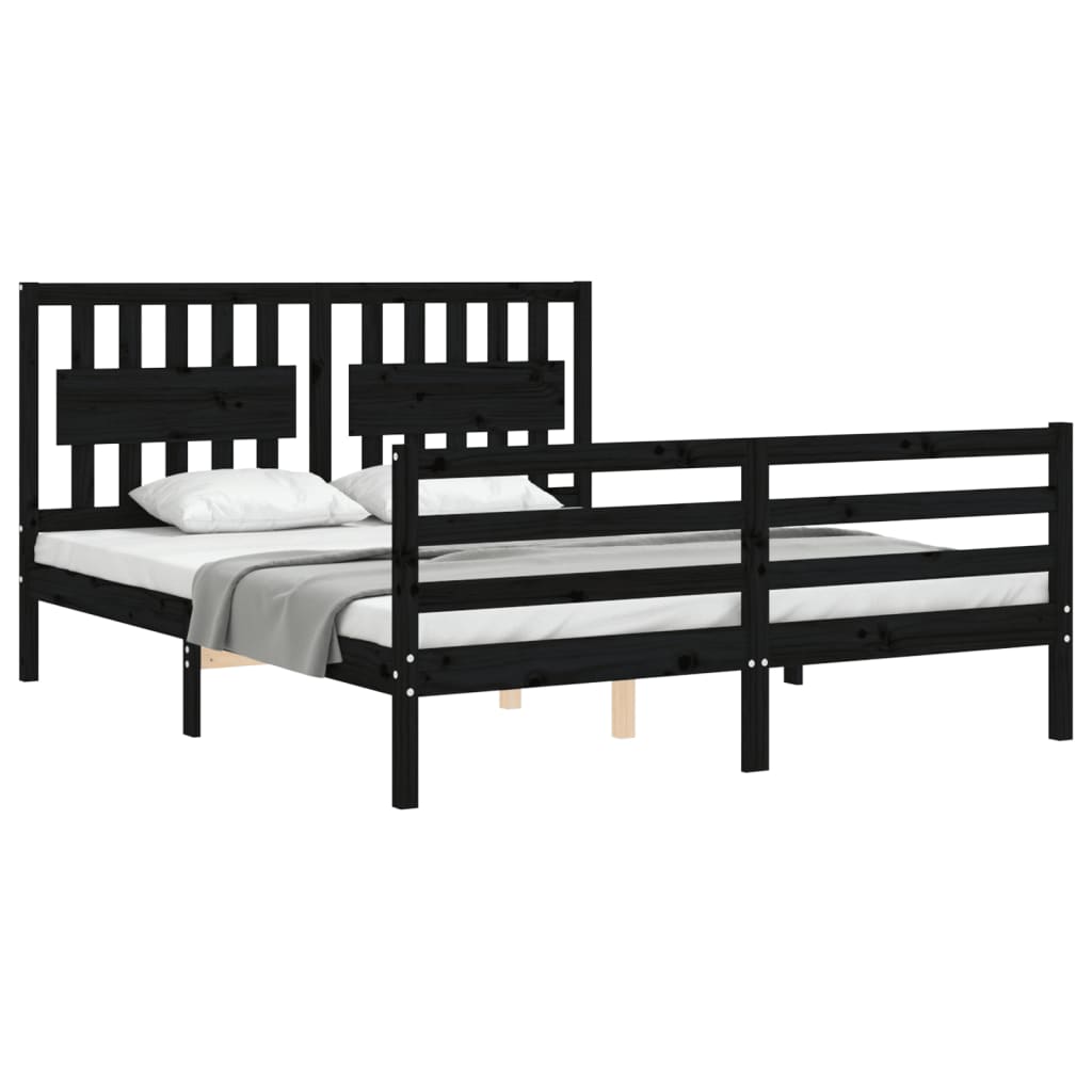 Bed Frame without Mattress Black 150x200 cm Solid Wood