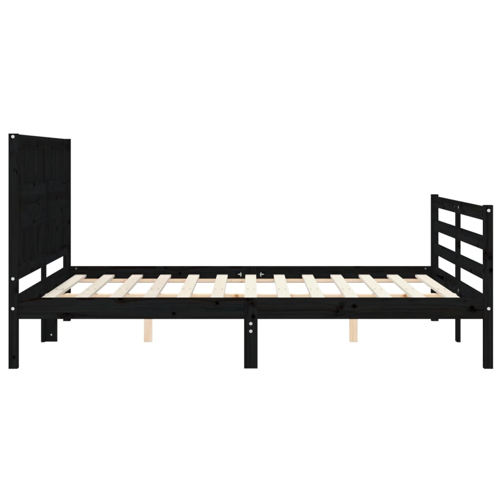 Bed Frame without Mattress Black 150x200 cm Solid Wood