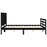 Bed Frame without Mattress Black 150x200 cm Solid Wood - Rear View