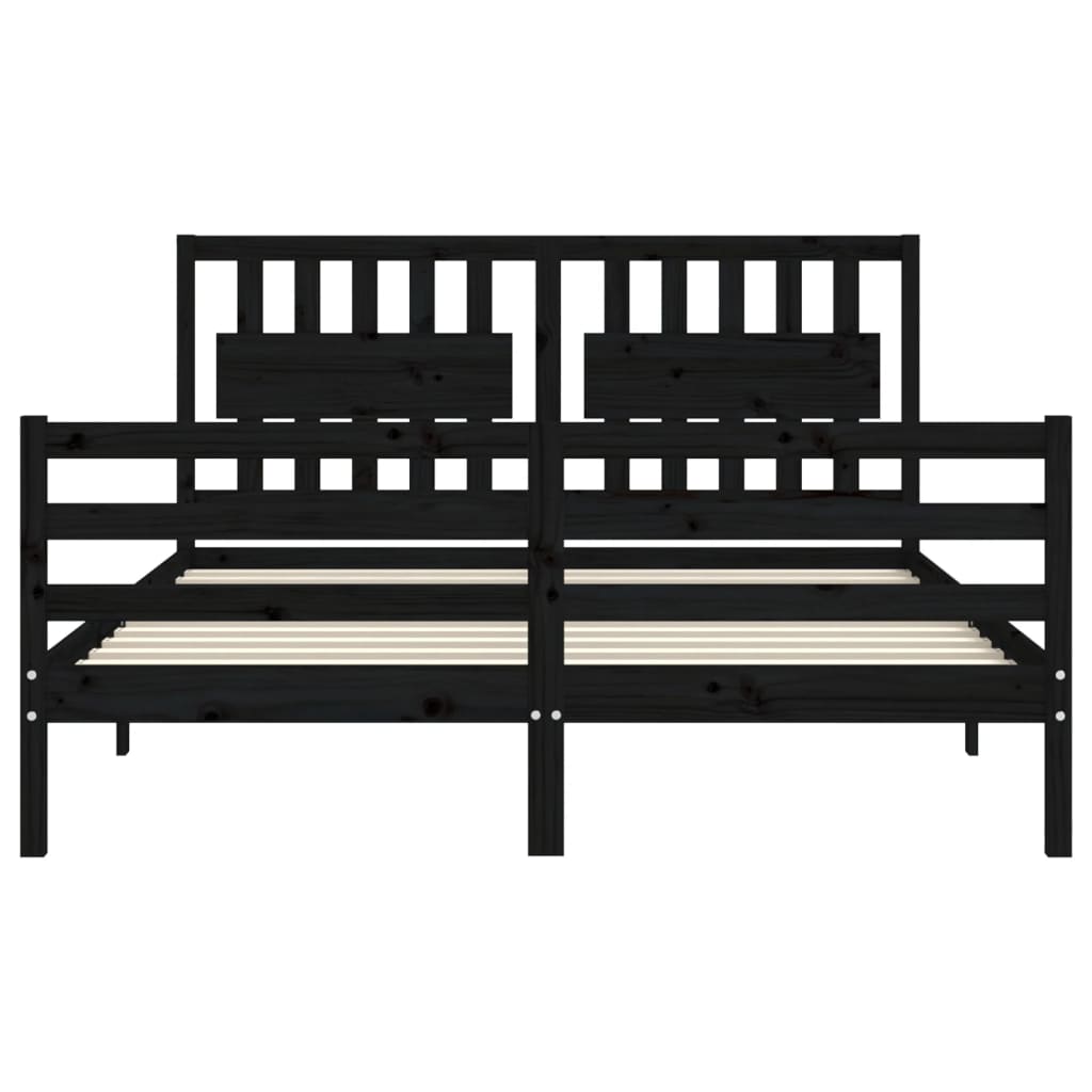 Bed Frame without Mattress Black 150x200 cm Solid Wood