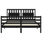 Bed Frame without Mattress Black 150x200 cm Solid Wood - Close-Up Angle