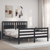 Bed Frame without Mattress Black 150x200 cm Solid Wood