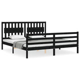 Bed Frame without Mattress Black 183x203 cm King Solid Wood
