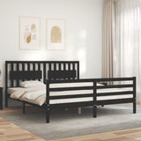 Bed Frame without Mattress Black 183x203 cm King Solid Wood