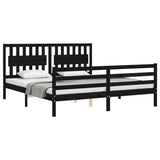 Bed Frame without Mattress Black 183x203 cm King Solid Wood