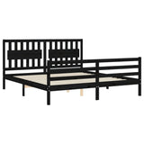 Bed Frame without Mattress Black 183x203 cm King Solid Wood