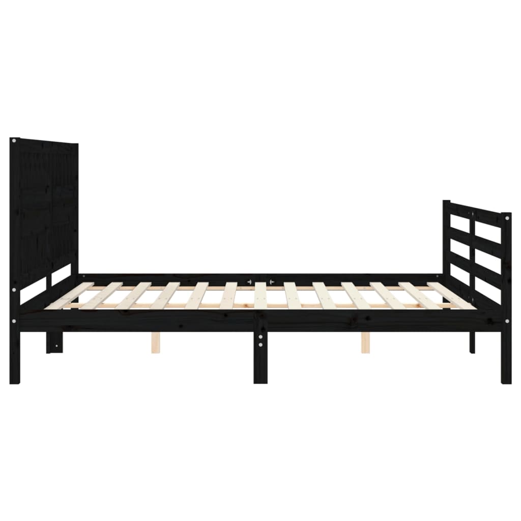 Bed Frame without Mattress Black 183x203 cm King Solid Wood
