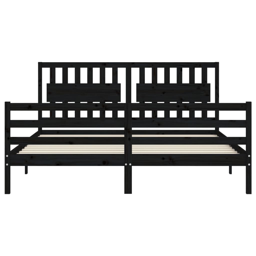 Bed Frame without Mattress Black 183x203 cm King Solid Wood