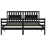 Bed Frame without Mattress Black 183x203 cm King Solid Wood - Close-Up Angle