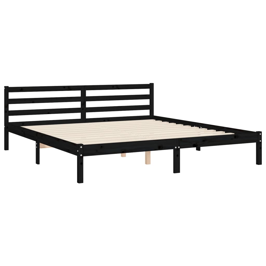Bed Frame without Mattress Black 183x203 cm King Solid Wood