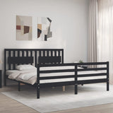 Bed Frame without Mattress Black 183x203 cm King Solid Wood