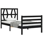 Bed Frame without Mattress Black 90x190 cm Solid Wood