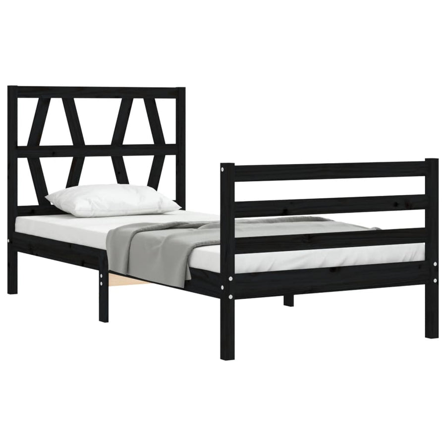Bed Frame without Mattress Black 90x190 cm Solid Wood