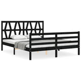 Bed Frame without Mattress Black 150x200 cm Solid Wood
