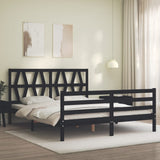 Bed Frame without Mattress Black 150x200 cm Solid Wood