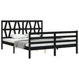 Bed Frame without Mattress Black 150x200 cm Solid Wood