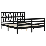 Bed Frame without Mattress Black 150x200 cm Solid Wood - 45-Degree Angle
