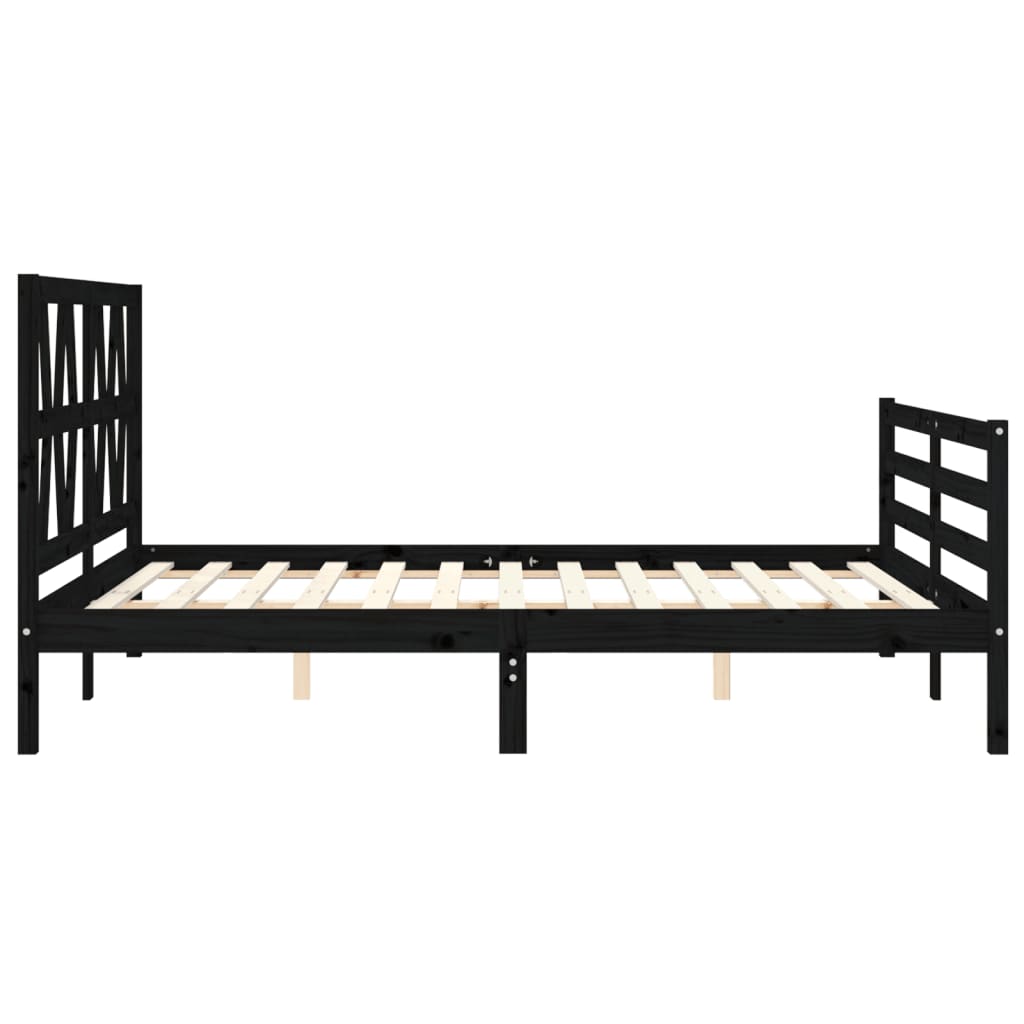 Bed Frame without Mattress Black 150x200 cm Solid Wood
