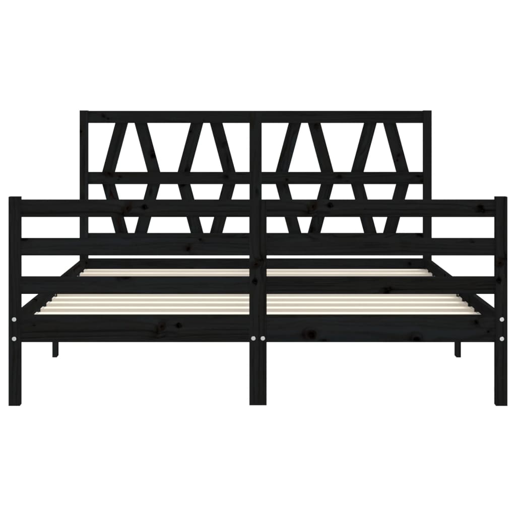 Bed Frame without Mattress Black 150x200 cm Solid Wood