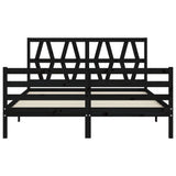 Bed Frame without Mattress Black 150x200 cm Solid Wood