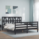 Bed Frame without Mattress Black 150x200 cm Solid Wood