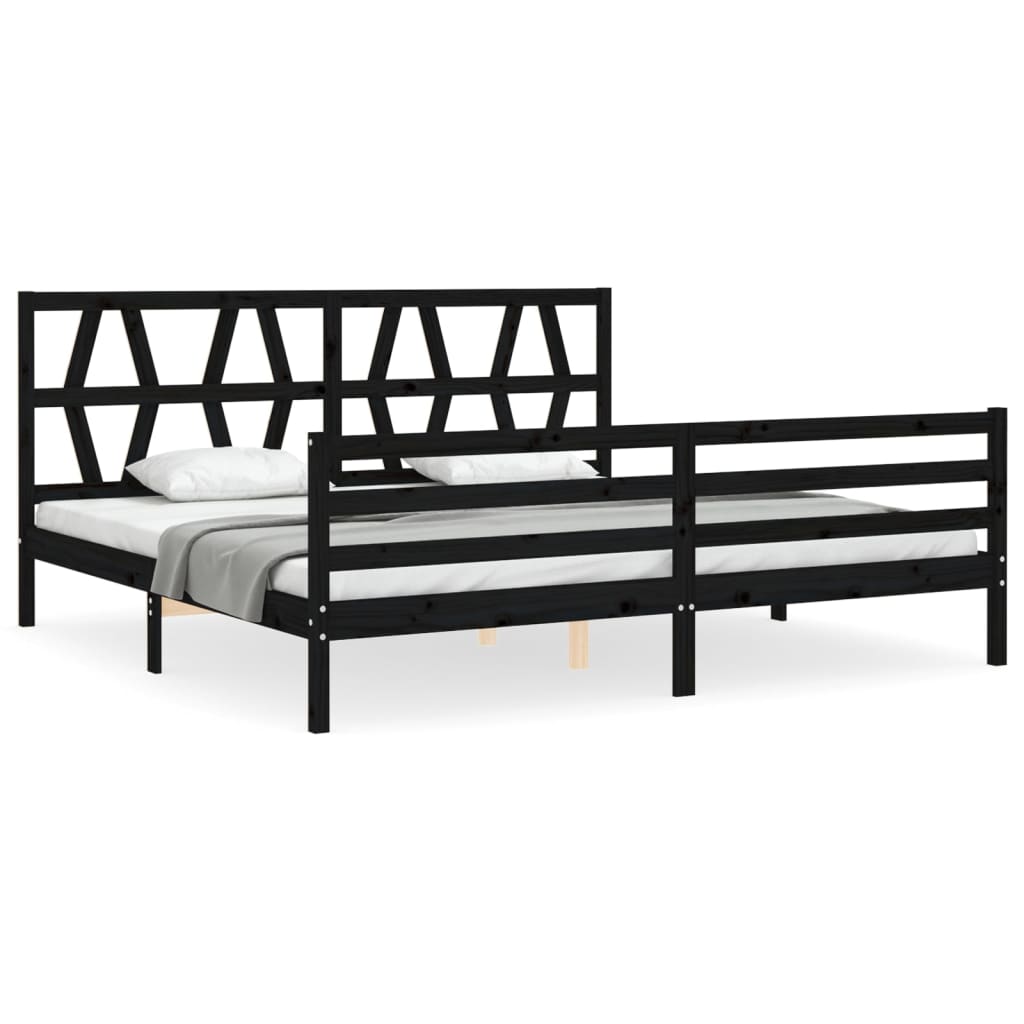 Bed Frame without Mattress Black 183x203 cm King Solid Wood