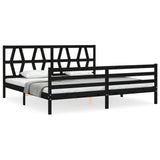 Bed Frame without Mattress Black 183x203 cm King Solid Wood