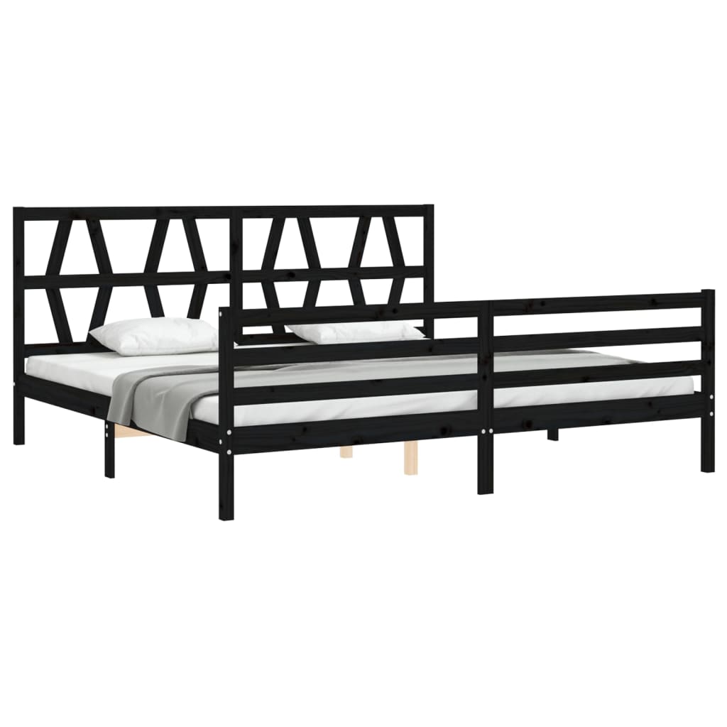 Bed Frame without Mattress Black 183x203 cm King Solid Wood