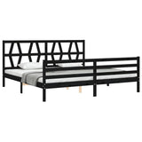 Bed Frame without Mattress Black 183x203 cm King Solid Wood